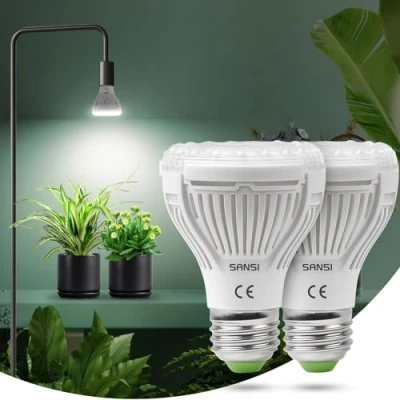 Imagen de SANSI Lamparas de Plantas, Bombillas Crecimiento LED E27 10W, Luces Plantas Interior Espectro Completo, Ángulo Haz 60, PPF 16 μmol/s, Cobertura Vegetal: 2x1 Sq Ft 2Pack