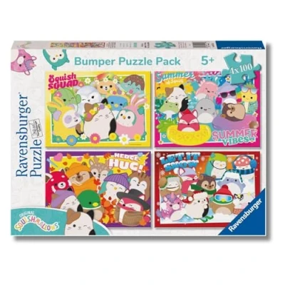 Imagen de Ravensburger Puzzle Squishmallows Colección 4x100 Bumper Pack, 4 de 100 Piezas, para Niños, Edad Recomendada 5+ Años