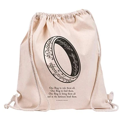 Imagen de GB eye Bolsa ecológica con cordón, Unisex Adulto, Multi Coloured, Lord of The Rings One Ring Drawstring Bag