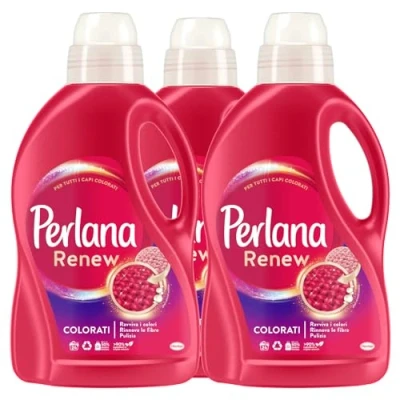 Imagen de Perlana Renew Detergente líquido para renovar el color, lavadora y colada a mano, neutraliza los malos olores en tejidos, renueva colores, 24 lavados, 3 botellas de 1,44 litros