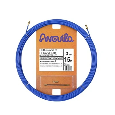 Imagen de Anguila Guía Pasacables Fibra de Vidrio Reforzada + Propileno Terminales Intercambiables Color Azul Diámetro 3mm 15 metros