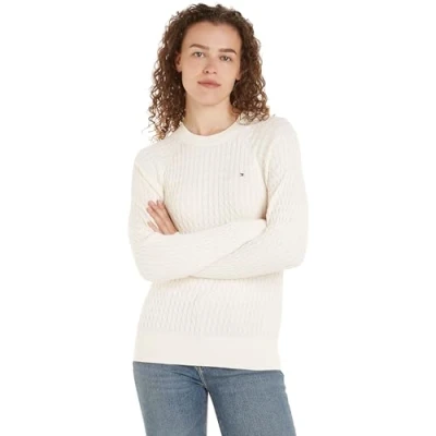 Imagen de Tommy Hilfiger Cable Jersey de punto, Mujer, Talla: Large, Ivory petal