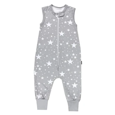 Imagen de TupTam Saco de Dormir Bebé con Piernas Verano 0.5 TOG, Algodón OEKO TEX, Blanco Estrellas/Gris, 80 86