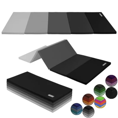 Imagen de ALPIDEX Esterilla de Gimnasia 185 x 78 3,2 cm Plegable colchoneta Ejercicio Suave Suelo Deportiva para el hogar niños Adultos, Color:Gris