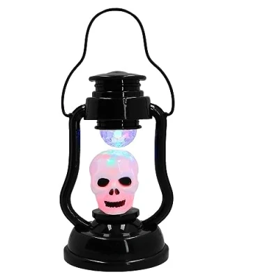 Imagen de Boland 73133 Linterna calavera con luz y sonido, 21 x 12 cm, decoración de fiesta, terror para fiesta temática Halloween