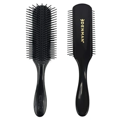 Imagen de Denman Cepillo de pelo rizado D4 (todo negro) peinado 9 filas para peinar, alisar el cabello más largo y definir rizos, mujeres hombres