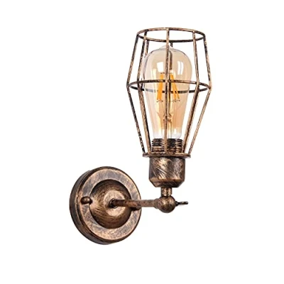 Imagen de TWSXTE apliques de pared rusticos, vintage E27, rustico pantalla enchufe ajustable, aplique techo interior (sin bombilla)