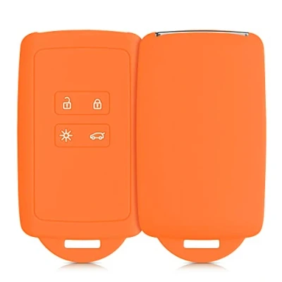 Imagen de kwmobile Funda de Silicona Compatible con Renault Llave Coche Smart Key 4 Botones (Solo Keyless Go) Carcasa Protectora para Llavero Case Mando Auto Naranja afrutado