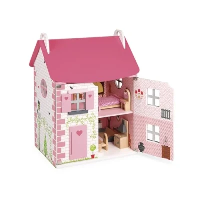 Imagen de Janod Mademoiselle Casa de Muñecas en Madera, 3 Plantas y 11 Accesorios Incluidos, Juego Imitación, Desarrollo La Imaginación Desde Los Años, J06581