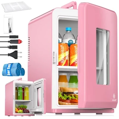 Imagen de KESSER® nevera 2 en 1 mini de 15 litros, función refrigeración y calefacción, portátil, CA CC, 220 240 V/12 V, enchufe encendedor cigarrillos, minicaja térmica para coche, oficinas,