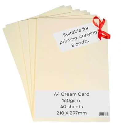 Imagen de Impresora de papel A4 para tarjetas papel, 160 g/m², 40 hojas, color crema, manualidades, impresión, copia, fotocopiadoras