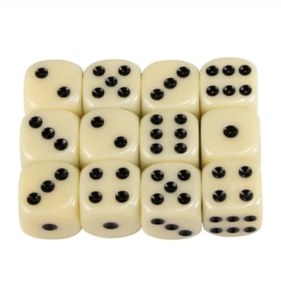 Imagen de GICO Dados de 6 Caras Juego estándar (12 Unidades, PVC, 16 mm), Color Blanco 5955