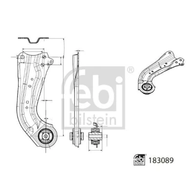 Imagen de FEBI BILSTEIN 183089 Barra oscilante, suspensión de ruedas con apoyo Eje trasero, derecha Brazo oscilante transversal Chapa acero