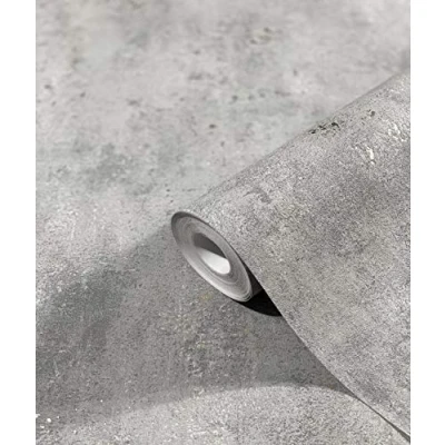 Imagen de marburg Papel pintado pared negro con aspecto de hormigón para el dormitorio o salón no tejido 100% made in Germany 10,05 x 0,53m