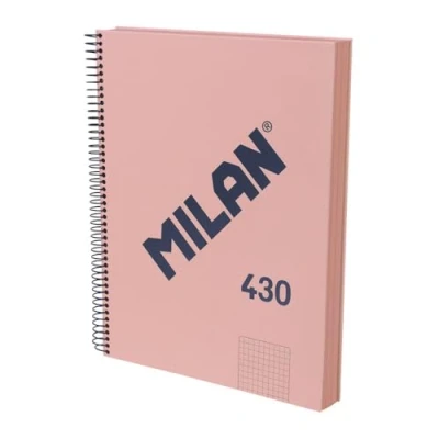 Imagen de MILAN® Cuaderno A4 con tapa dura, papel cuadriculado (5 x 5 mm), 120 hojas de 95 gr/m², colección goma 430, rosa