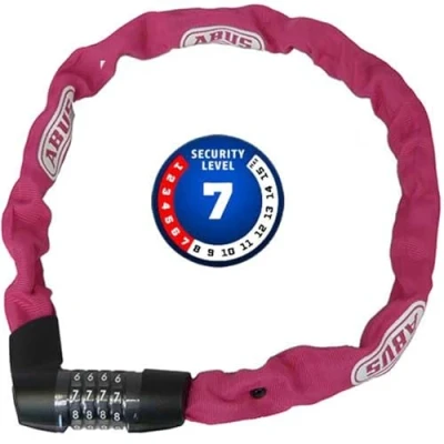 Imagen de ABUS cerradura de cadena Tresor 1385 combinación acero templado cuadrada 7 mm grosor nivel seguridad 85 cm coral