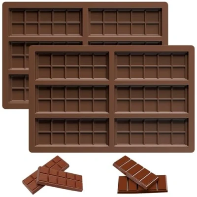 Imagen de Maxentico Molde Tableta Chocolate, Silicona Moldes de para Manualidades, Juego Antiadherentes Rectangular, Hacer Chocolate