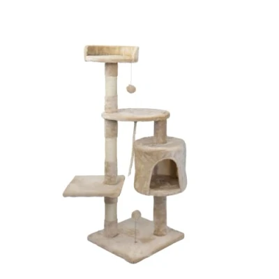 Imagen de Mobiclinic, Rascador árbol para Gato, Modelo Silvestre, Mediano, Escalar, 3 Alturas, Soporta hasta 10 kg, con Plataformas y refugios, Juguete Desestresante, Cuerda de sisal, Beige