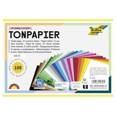 Imagen de folia Mezcla de papel colores, hojas 130 g/m², surtido en 25, manualidades y diseño creativo tarjetas, imágenes ventana álbumes recortes, DIN A5, 100 blatt