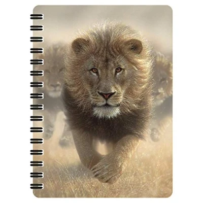 Imagen de 3D LiveLife Libreta Campeón de Deluxebase. pequeña A6 con espiral, lenticular león y hojas lisas recicladas. Ilustraciones licencia del reconocido artista Collin Bogle