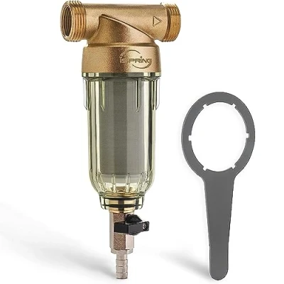 Imagen de iSpring WSP 100 Filtro de Agua Sedimentos Reutilizable para Toda la Casa, Filtración Prefiltro Desechable Micras, G 1&quot; 3/4&quot;, Latón