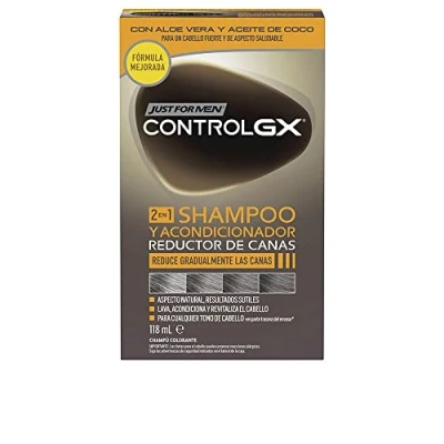 Imagen de Just For Men Control GX Champú Y Acondicionador Para Canas Hombre, Reduce Gradual Permanentemente El Cabello Gris en Cada Lavado, Todos Los Tonos, 118ml