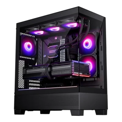 Imagen de Phanteks XT View, Chasis Mid Tower, Vidrio Templado Frontal y Lateral, USB C 3.2 Gen2, 3X Ventiladores D RGB M25 120 incluidos, Negra