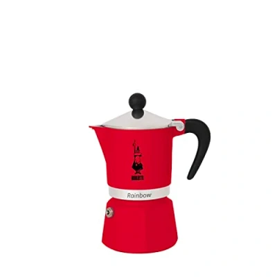 Imagen de Bialetti Rainbow Cafetera Italiana Espresso, 6 Taza, Aluminio, Rojo, Tazas