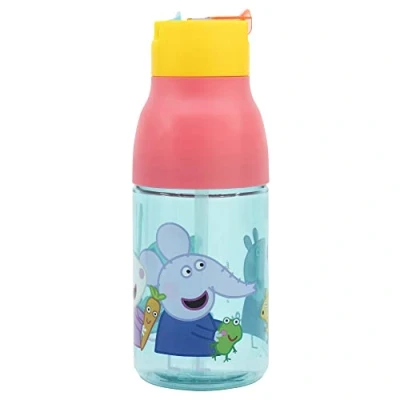 Imagen de Botella de agua infantil doble apertura con pajita 420 ml Peppa Pig