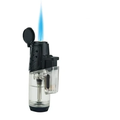 Imagen de VFBVNJBJ Encendedor de antorcha, butano, turbina a Prueba Viento, Recargable butano Alto Fuego, Recipiente Grande Gas (butano no Incluido)(White)