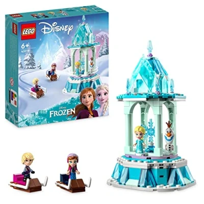 Imagen de LEGO 43218 Disney Frozen Tiovivo Mágico de Anna y Elsa, Set Juego Inspirado en el Castillo con Mini Muñecas Las Princesas una Figura Olaf, Juguete Construible para Niños Niñas