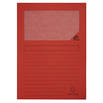 Imagen de Exacompta 50105E Lote de 100 Subcarpetas Forever 120 con ventana e impresas, Color Rojo