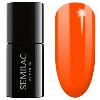 Imagen de SEMILAC 446 YOLO Orange Esmalte de uñas gel UV larga duración y fácil aplicar, remojo UV/LED, perfecto para usar en casa manicura pedicura profesional, 7 ml