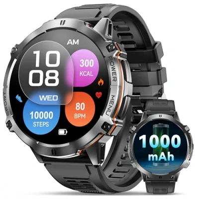 Imagen de OUKITEL Reloj Inteligente Hombre, 1.73&quot; AMOLED Smartwatch Hombre con Llamadas, 100 Días de Batería, 10 Metros Impermeable, Pulsómetro SpO2, Monitor Sueño, Podómetro, 100+ Modos Deportivos iOS Android
