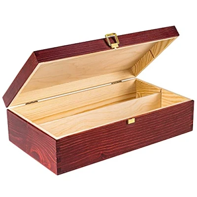 Imagen de Creative DECO Rojo Caja Madera Vino Barnizada 2 Botellas 35 x 20 10 cm Tapa y Bisagra Divisores Extraíbles Perfecta Navidad Regalo Decorar Decoupage Almacenamiento Decoración Manualidades