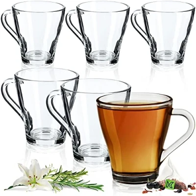 Imagen de KADAX juego de 6 vasos té, con asa, agua, jugo, cristal, para café, bebida, té helado, jardín, lavavajillas