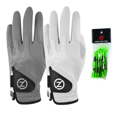 Imagen de Zero Friction Cabretta Elite Guantes de Golf para Hombre (2 Unidades), Color Gris y Blanco