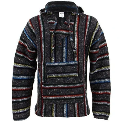 Imagen de Siesta Sudadera con Capucha para Hombre Grau &amp; Regenbogen Gestreift X Large