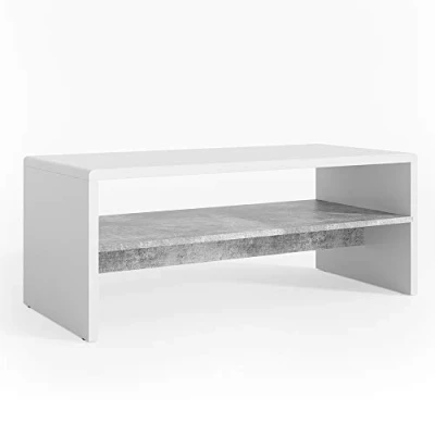 Imagen de Vicco Mesa de Centro, Blanco/Hormigón, 99 x 40 cm