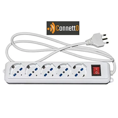 Imagen de Connetto multipresa 5 prese universali ita/schuko 10/16 a spina 16 con interruttore