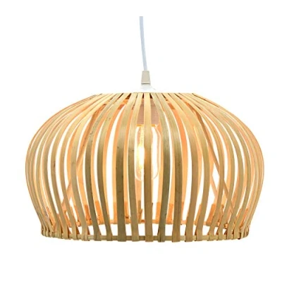 Imagen de LUSSIOL Luminaria Floral, colgante de bambú, 60 W, natural, diámetro 35 x altura 20 cm