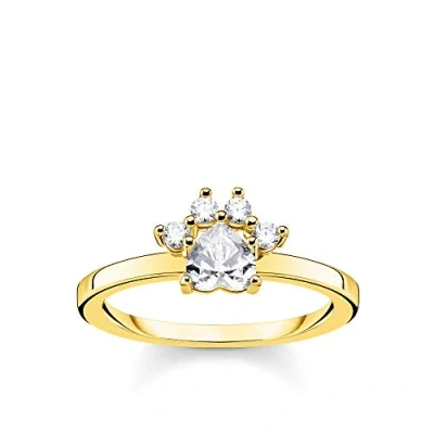 Imagen de Thomas Sabo anillo pata gato plata chapada en oro TR2289 414 14 50