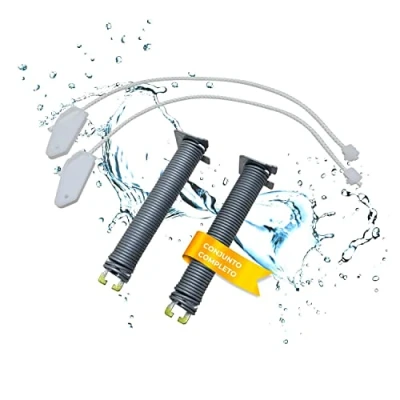 Imagen de Lichtblau Muelles bisagras de puerta 127mm x 19mm + Cables 315mm I 00754865 Código colores amarillo Resorte lavavajillas lavaplatos repuestos para Neff Constructa Siemens Balay Bosch