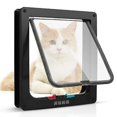 Imagen de Puerta para Gato con Cierre magnético de 4 vías, Mascotas Gatos y Perros pequeños, túnel (Negro, XL 24.5x28.5x5.5cm)