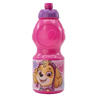 Imagen de Botella de agua plástico infantil con cierre anti goteo 400 ml La Patrulla Canina Chicas