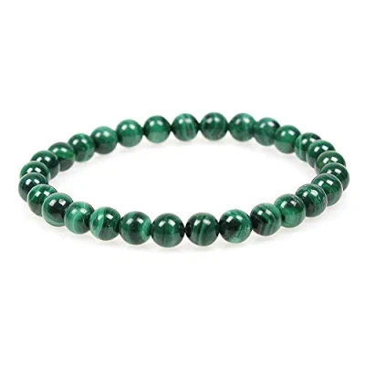 Imagen de MJDCB Pulsera Malaquita Natural de 6 mm, Cuentas Piedra Amuleto La Suerte y Protección