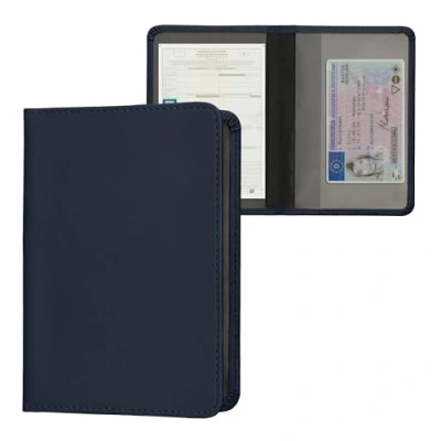 Imagen de kwmobile Funda para Permiso de circulación Coche Cuero sintético con Espacio Tarjetas 9.2 x 13 CM doblado Azul Oscuro