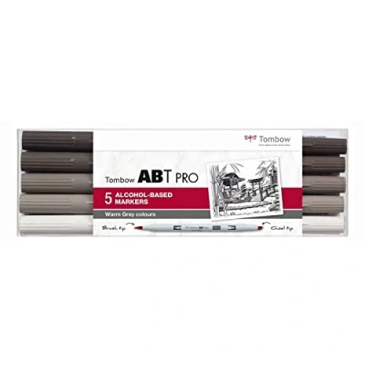 Imagen de Tombow ABT PRO Juego de rotuladores con base alcohol (5 unidades), color gris