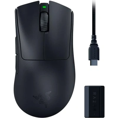 Imagen de Razer DeathAdder V3 Pro HyperPolling Wireless Dongle Ratón para Esports Ultraligero con una magnífica tasa de sondeo inalámbrico 8K Hz (63 g, Sensor óptico Focus 30k PPP) Negro