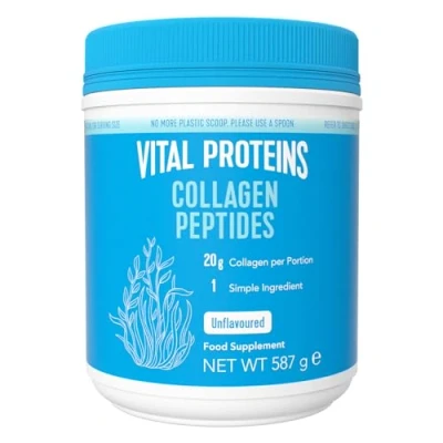 Imagen de Vital Proteins Péptidos de Colágeno, complemento alimenticio en polvo, colágeno hidrolizado (Tipo I, III), sin sabor, para la piel, cabello, uñas, gluten, 20 g por dosis, 587g
